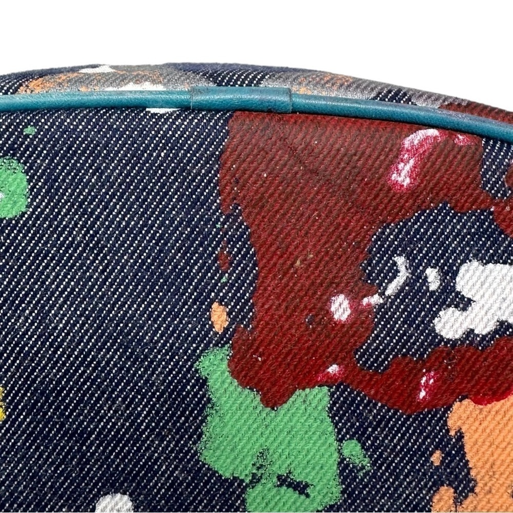 Vintage Dooney & Bourke RARE Denim Painted Graffiti Bag with Leather Top Handle - Picture 10 of 14